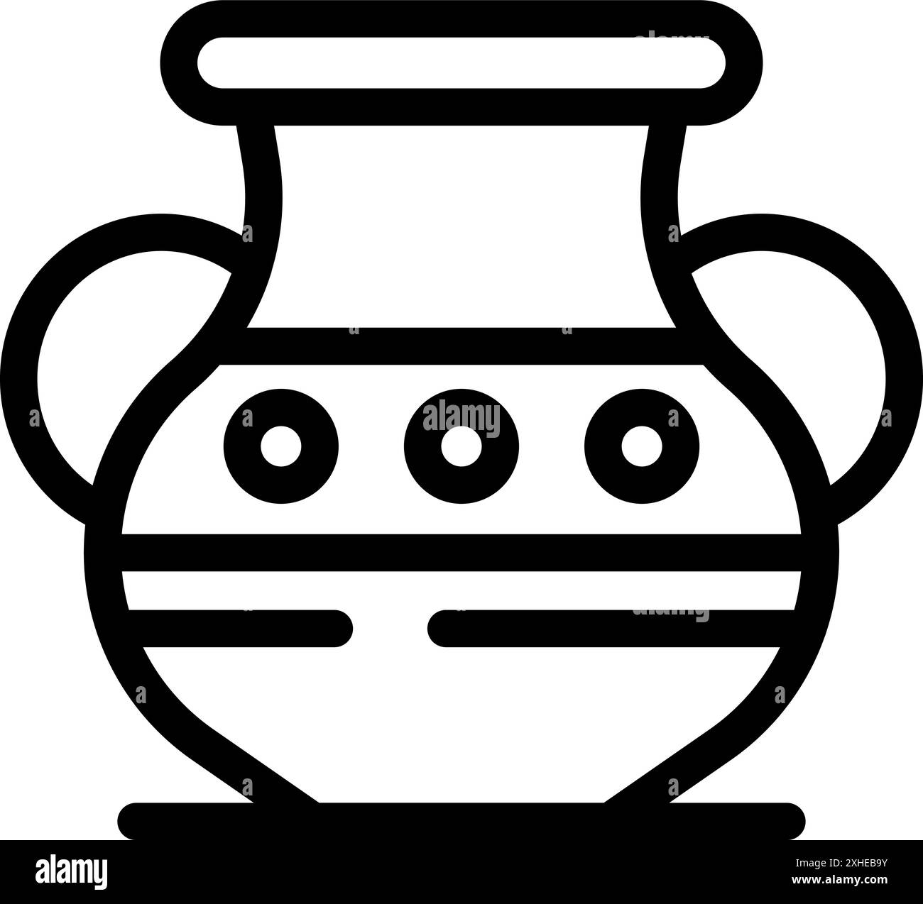 Alte Tonvase auf einer Oberfläche, mit Griffen und Dekorationen, die zur Aufbewahrung von Waren verwendet wurde Stock Vektor