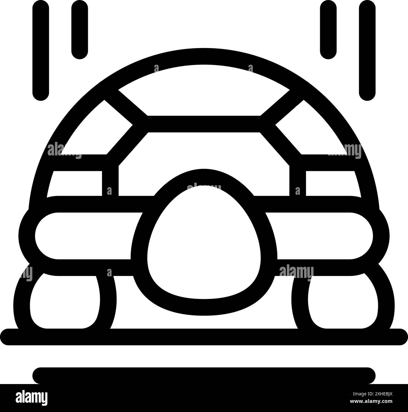 Einfaches, auffälliges Symbol einer Schildkröte, die sich in ihrer Schale versteckt, was ein Gefühl von Schüchternheit oder Rückzug suggeriert Stock Vektor