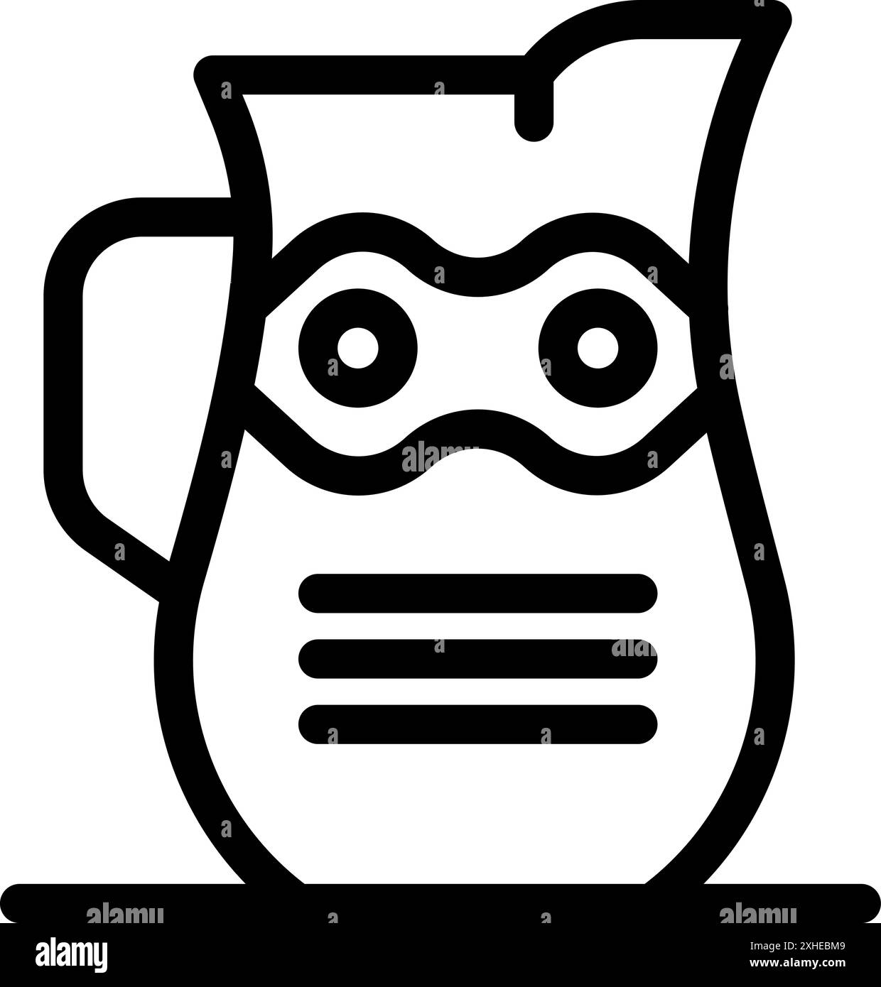 Wasserkrug aus Glas mit einer Superheldenmaske, die das Konzept der gesunden Hydration repräsentiert Stock Vektor