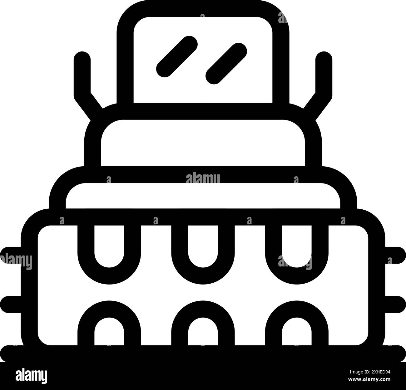 Landmaschinen, die über ein Feld fahren, auf dem der Boden bewirtschaftet wird Stock Vektor