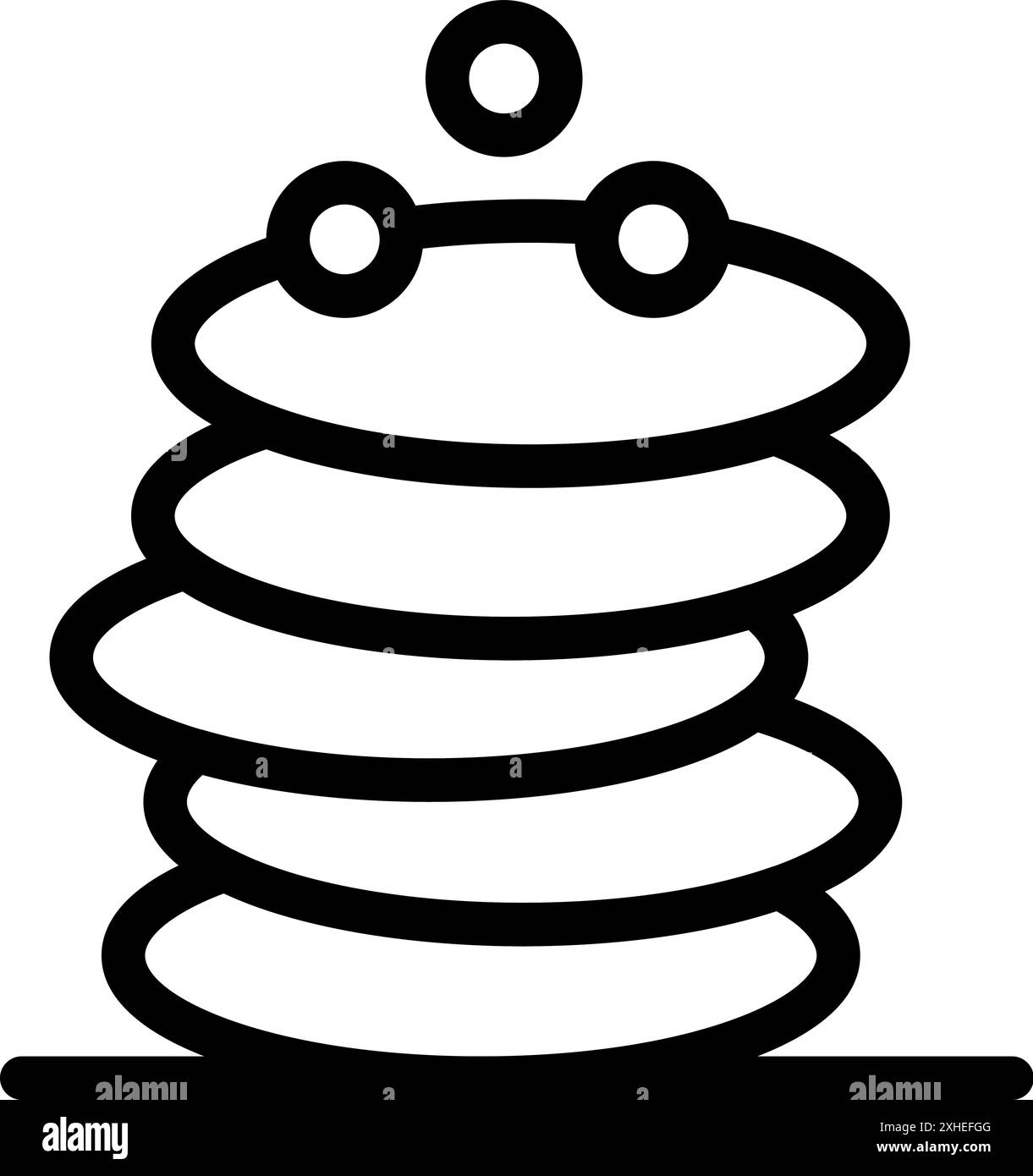 Linienzeichnung eines Stapels ausgleichender Steine, die den Begriff von Meditation und Achtsamkeit darstellen Stock Vektor