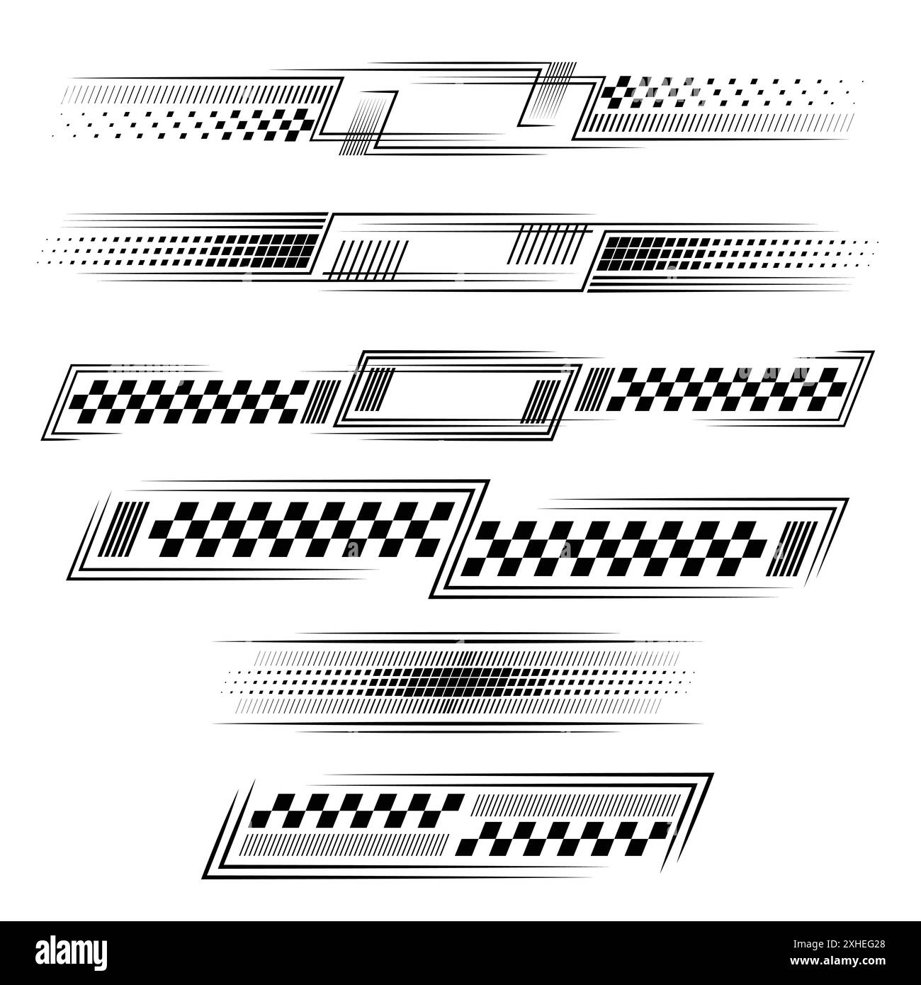 Weiße und schwarze Aufkleber für Rennsport Stock Vektor