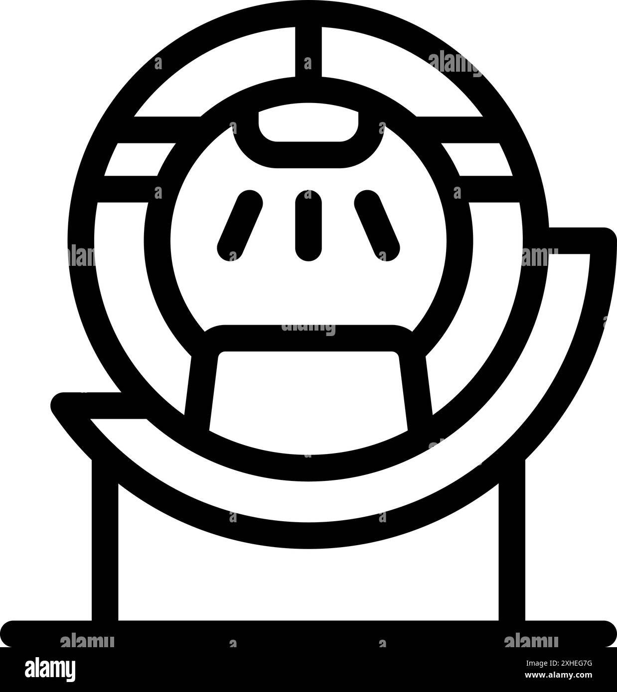 Schwarzes Umrisssymbol eines Magnetresonanzscanners, dessen Patient darin liegt Stock Vektor