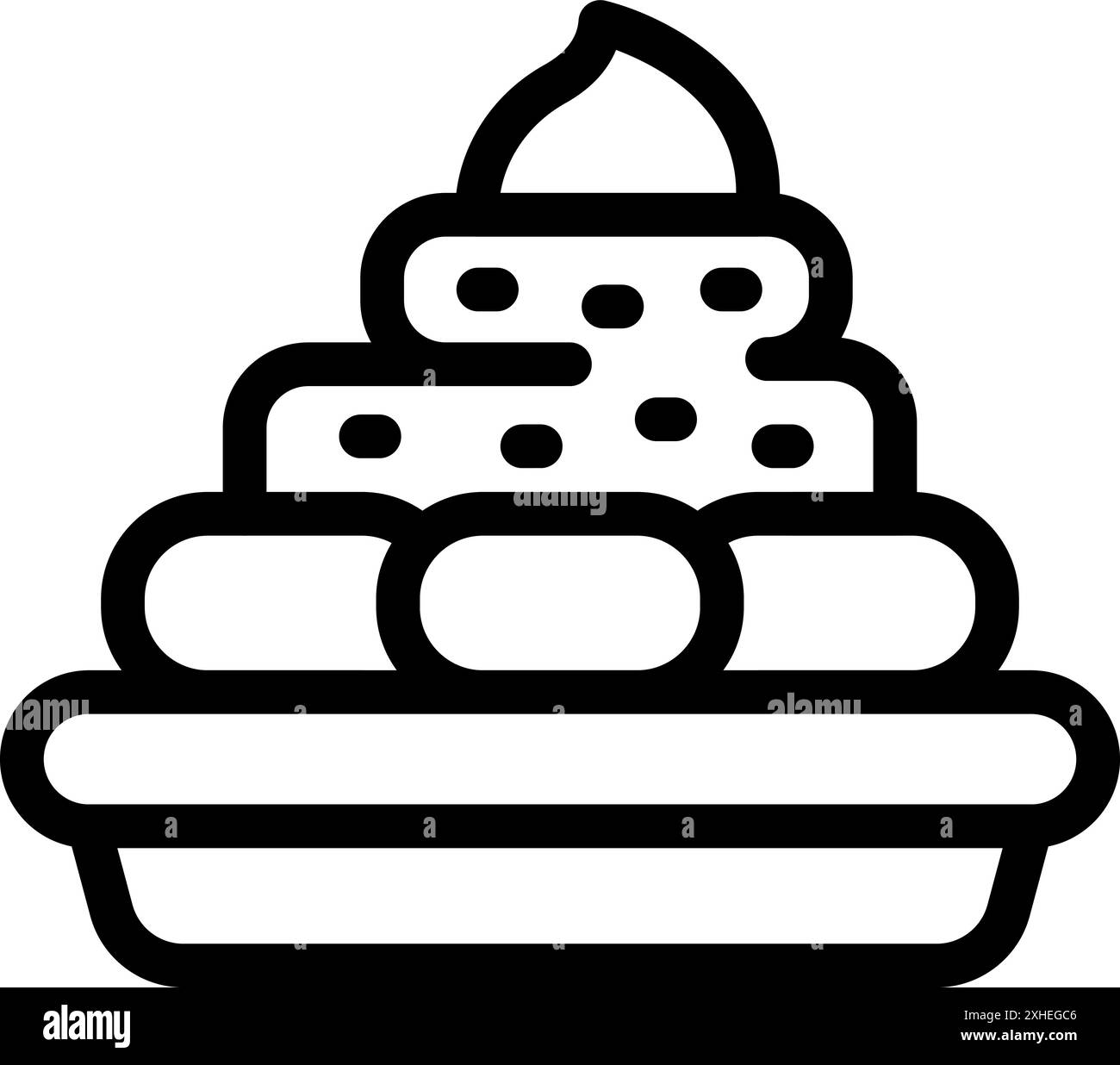 Strichkunstzeichnung eines Banoffee Pie Desserts in einer Schüssel, perfekt für Rezeptbücher und Food Blogs Stock Vektor