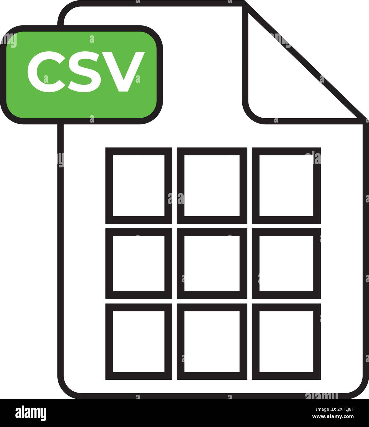 Symbol für Dateinamenserweiterung CSV durch Komma getrennte Werte in flacher Form. Schnell und einfach umfärbbare Form. Vektorabbildung ein grafisches Element. Stock Vektor