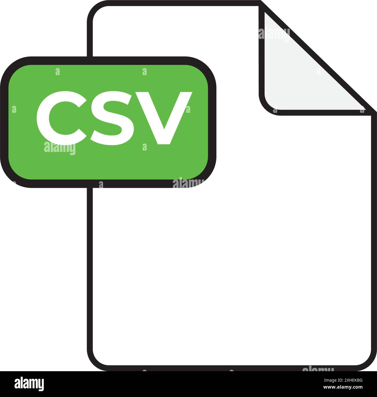 Symbol für Dateinamenserweiterung CSV durch Komma getrennte Werte in flacher Form. Schnell und einfach umfärbbare Form. Vektorabbildung ein grafisches Element. Stock Vektor