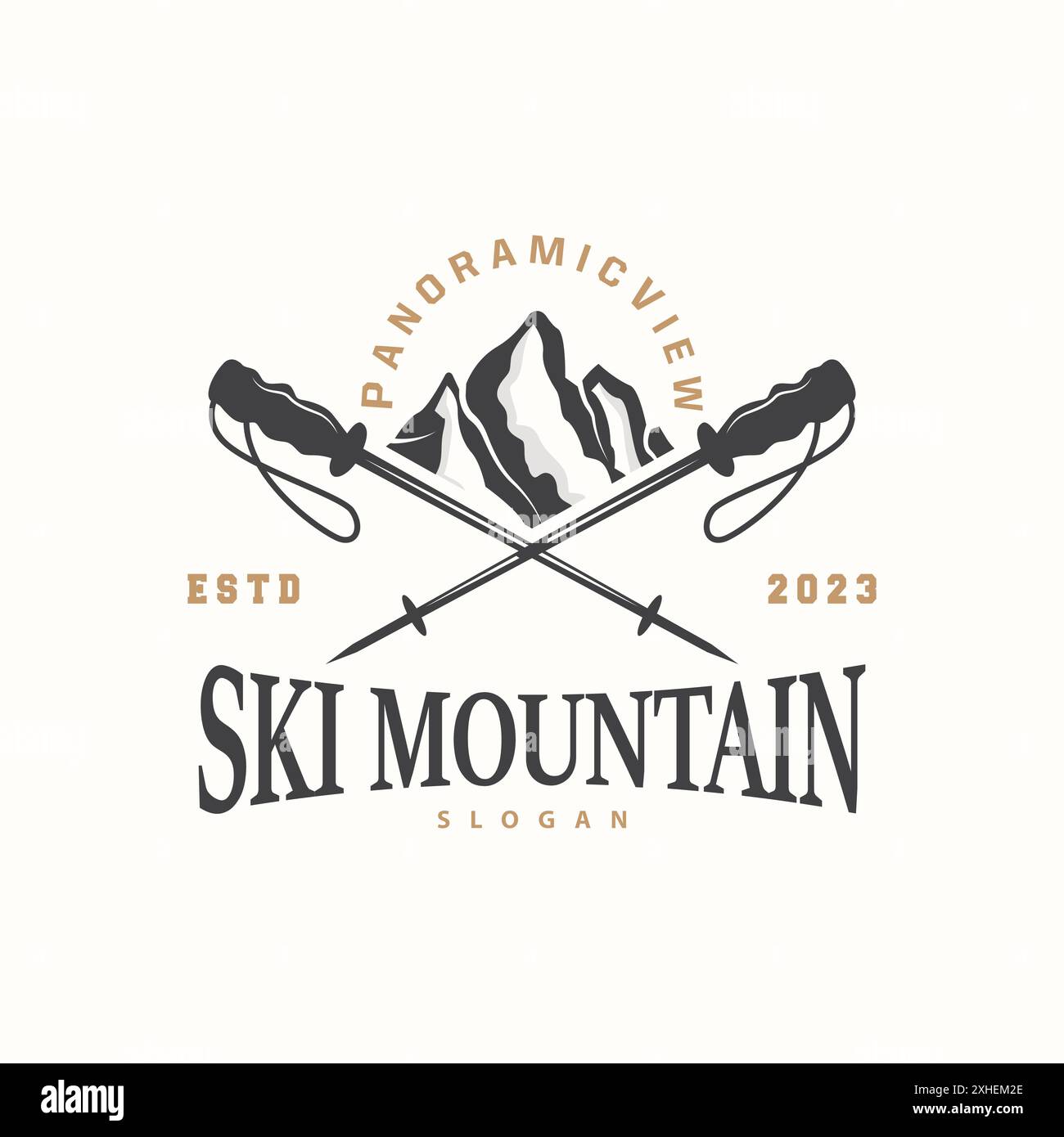 Ski Sport Logo, Winter Schnee Sport Design Retro Vintage Vektor Illustration Stock Vektor