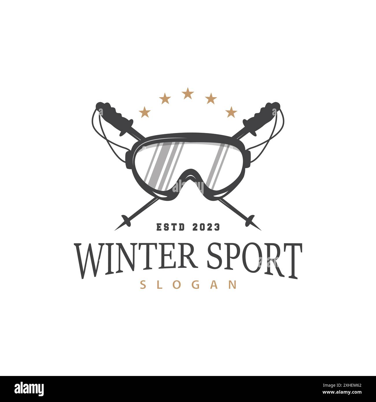 Ski Sport Logo, Winter Schnee Sport Design Retro Vintage Vektor Illustration Stock Vektor