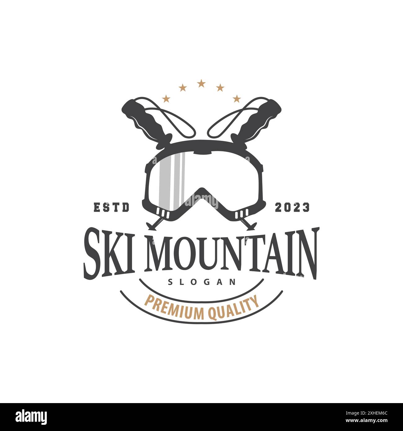 Ski Sport Logo, Winter Schnee Sport Design Retro Vintage Vektor Illustration Stock Vektor