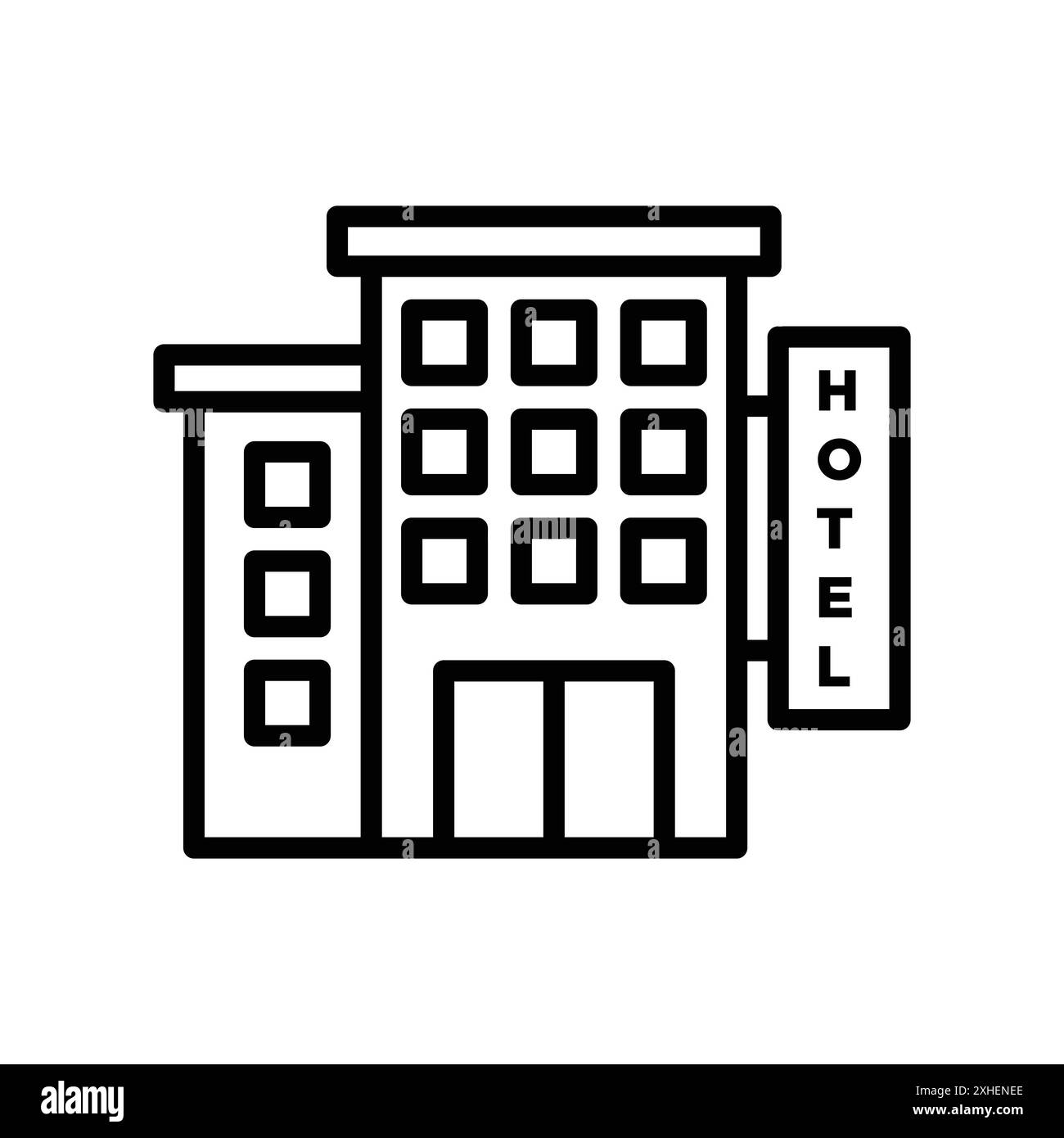 Hotelgebäude Icon Vektor Design Vorlage in weißem Hintergrund Stock Vektor