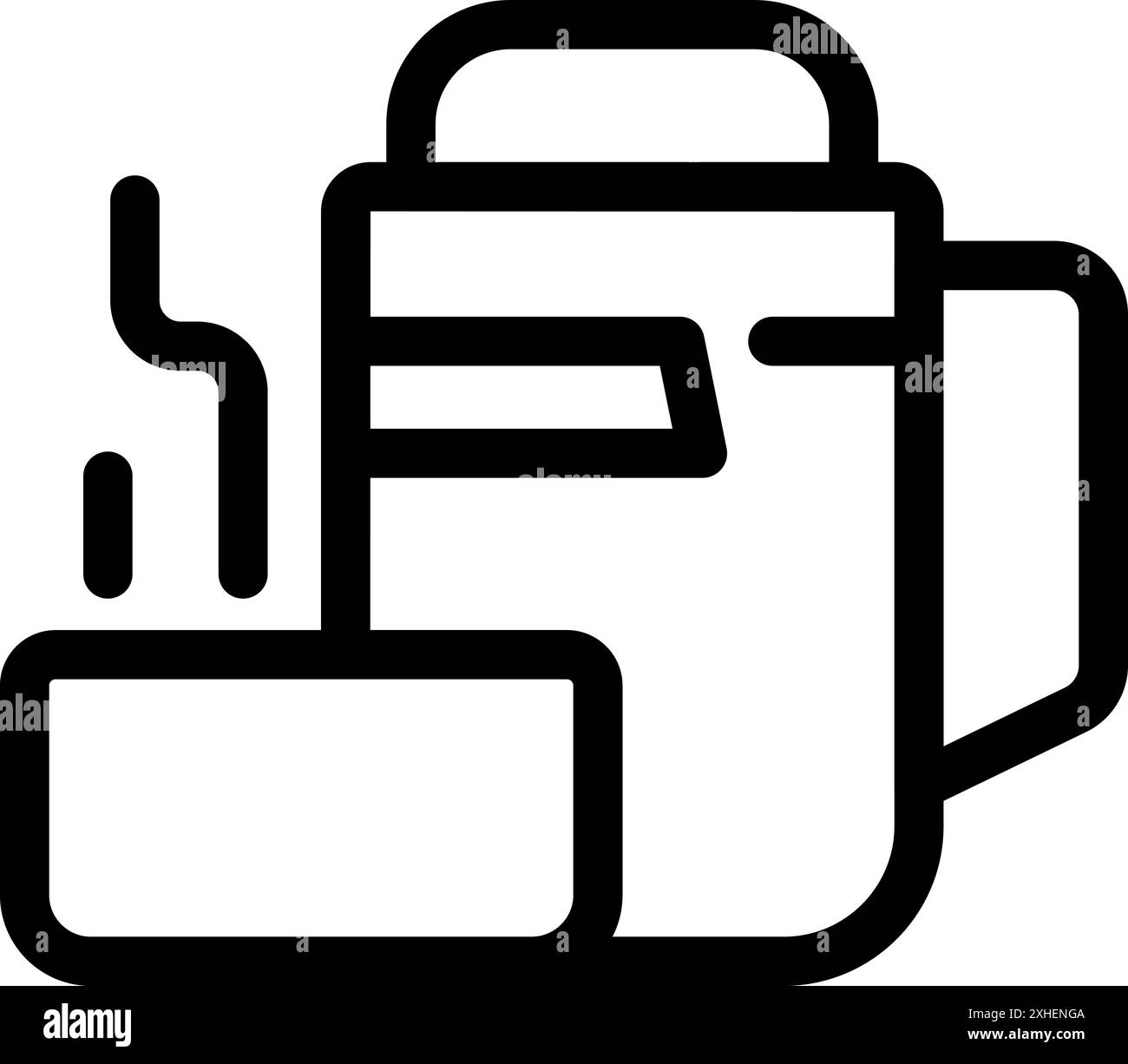 Linienzeichnung einer Kaffeemaschine, die ein Getränk zum späteren Genuss heiß hält Stock Vektor