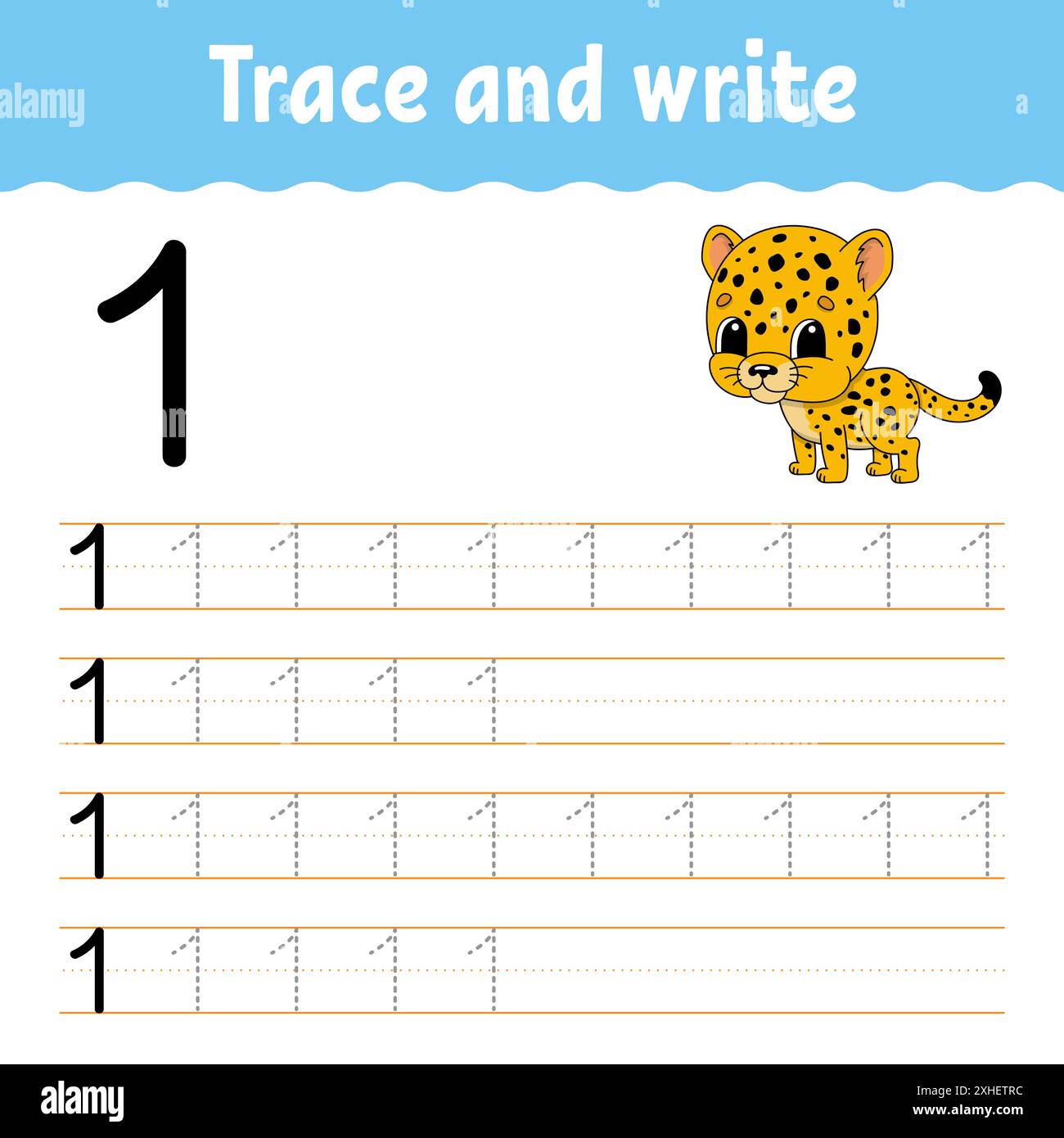 Zahlen Lernen. Trace und Write. Handschriftverfahren. Lernzahlen für Kinder. Arbeitsblatt zur Entwicklung von Schulungen. Aktivitätsseite Farbe. Isolierter Vektor Stock Vektor