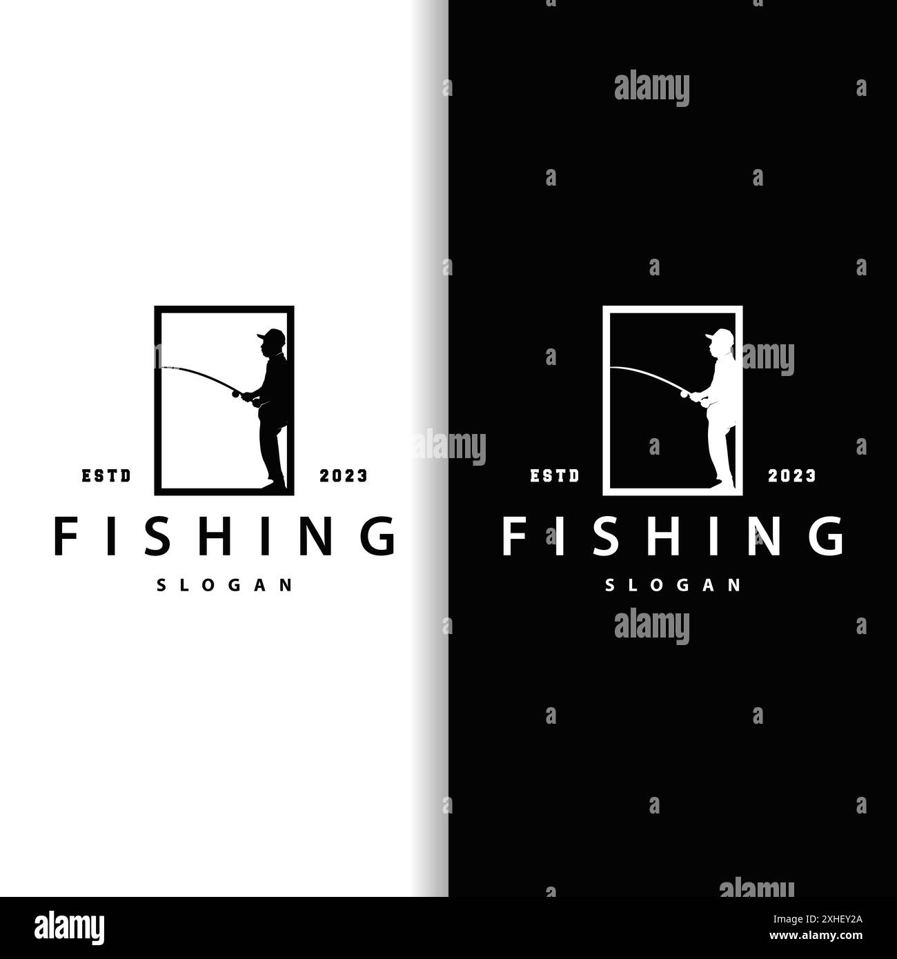 Angler Fishing Logo, Einfaches Outdoor Fishing Man Silhouette Template Design Stock Vektor