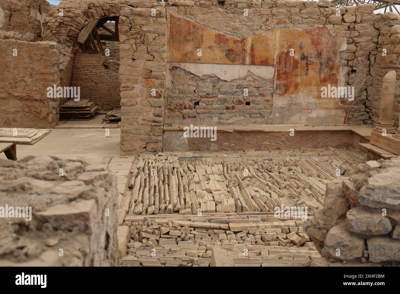 Dekorationen der alten Häuser von Ephesus, Türkei Stockfoto