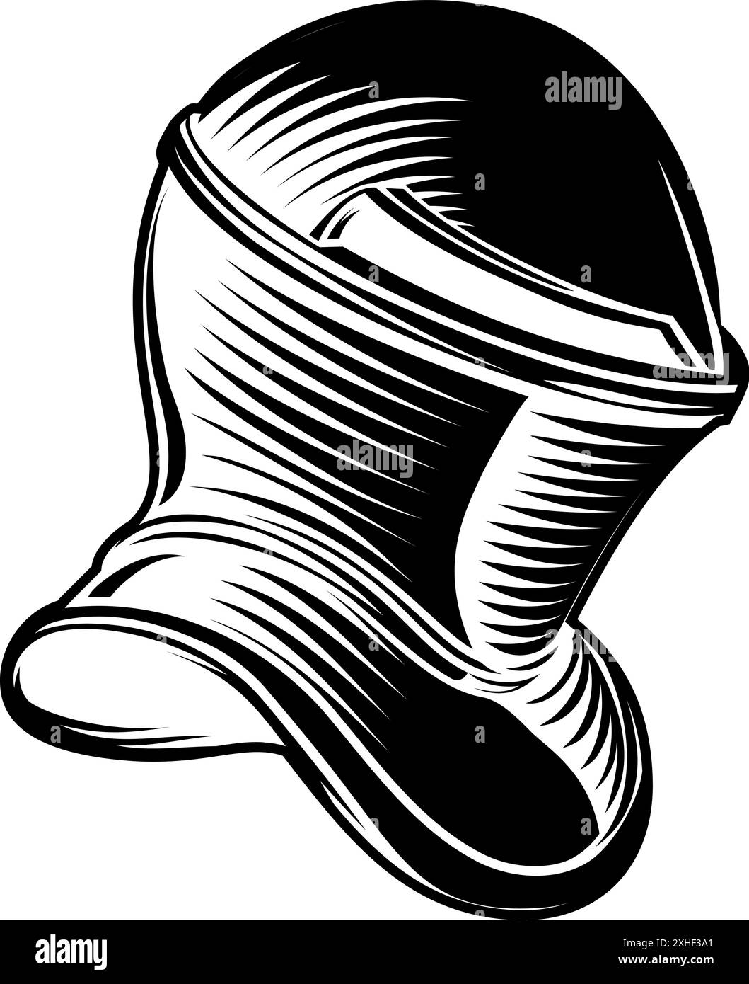 Ritterhelm Mittelalterlicher Helm Im Vintage Holzschnitt-Stil Stock Vektor