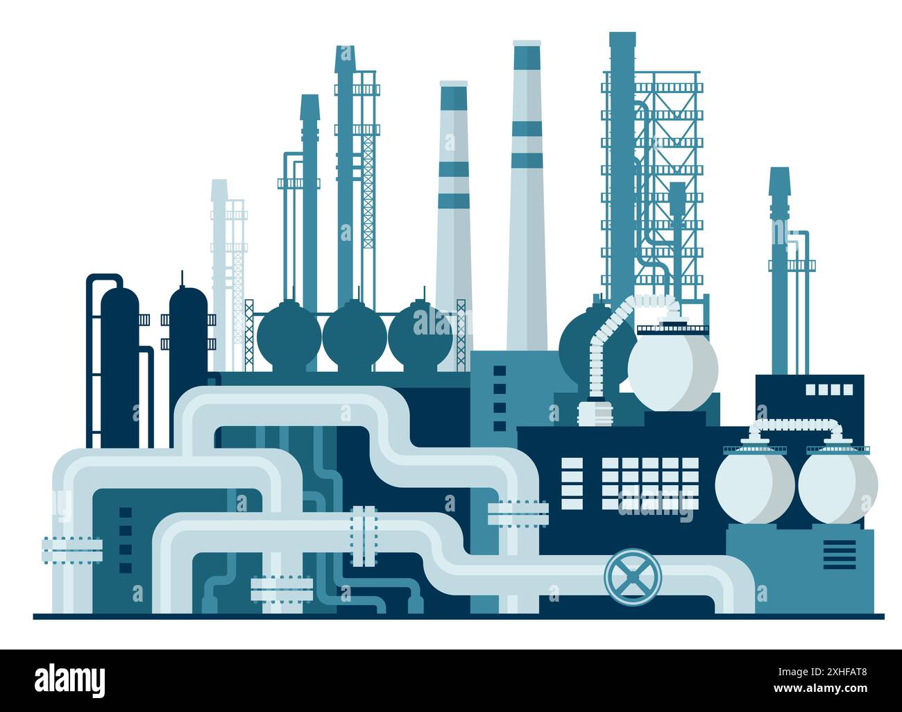 Erdöl- und Gasarbeiter. Ingenieure von Erdölleitungen. Pipelines und Pumpen. Energieressourcen. Kraftstoffindustrie. Arbeitnehmer in der Benzinproduktion Stock Vektor