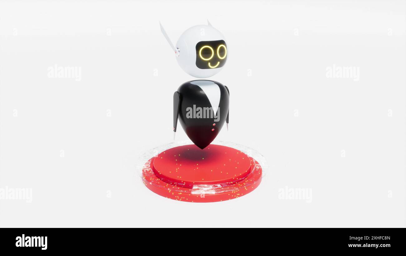 3D-Roboter-Chat-bot-Hilfe 3D-Rendern Stockfoto