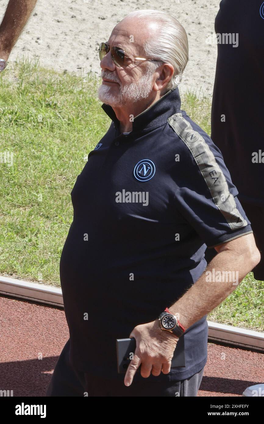 Präsident Aurelio de Laurentiis des SSC Napoli während des Trainingslagers 2024-25 im val di Sole im Trentino, Dimaro Folgarida&#XA;&#XA;&#XA; Stockfoto