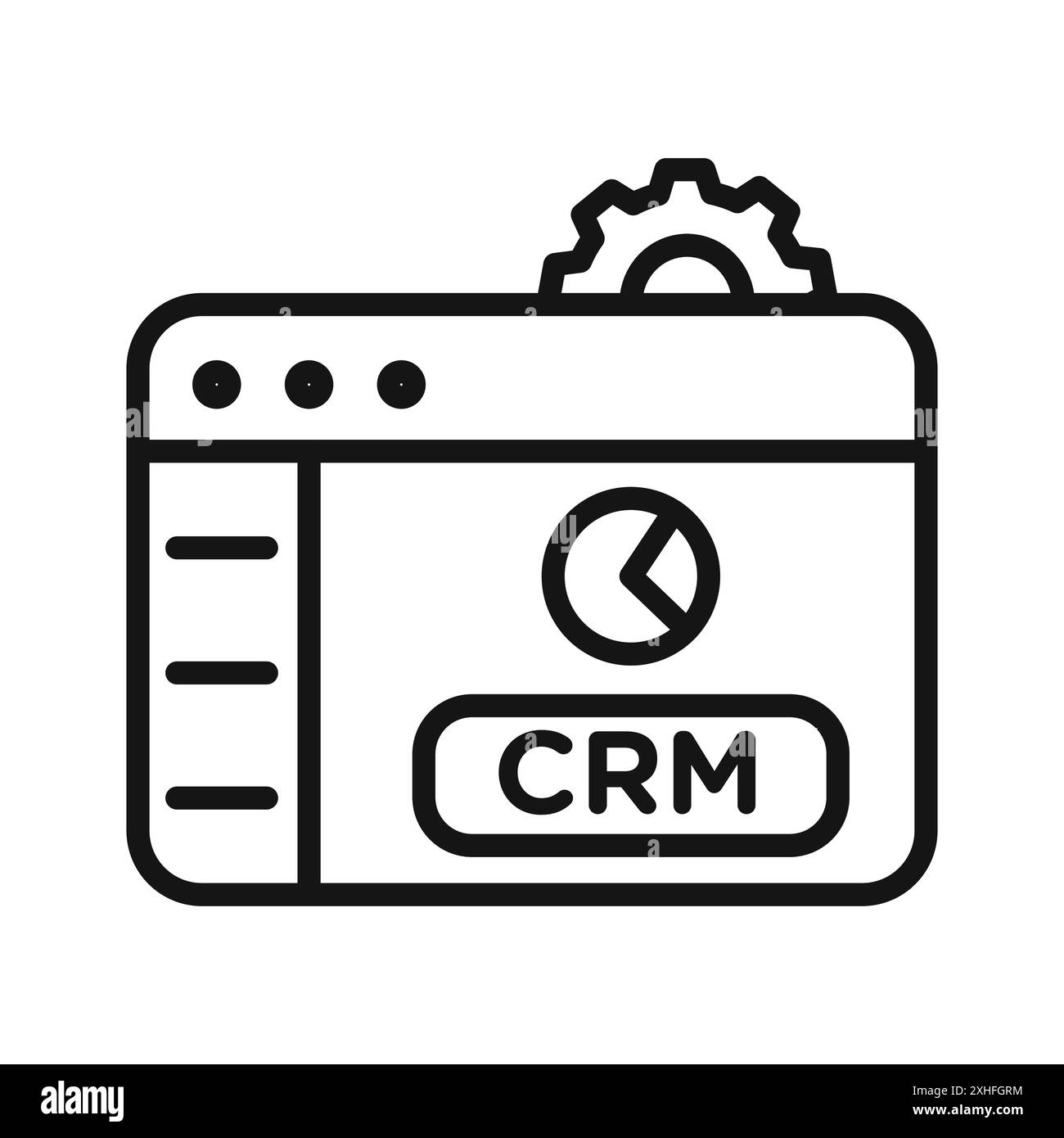 crm-Symbol Sammlung von Vektorsymbolen oder Zeichensätzen in Schwarzweiß-Umrandung Stock Vektor