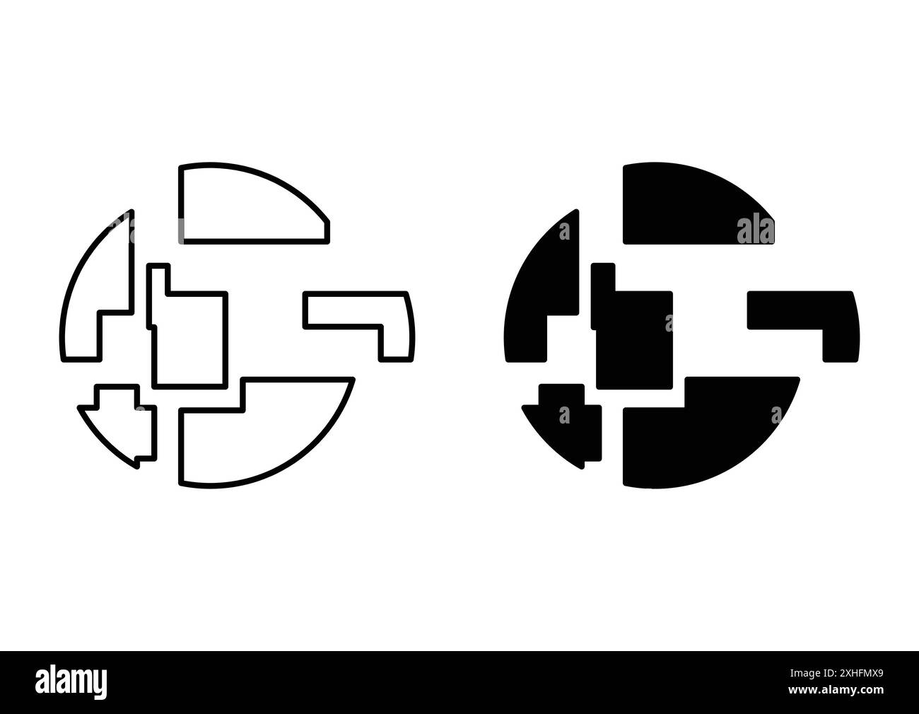 Destroy Planet Icon Black Line Art Vektor in schwarz-weiß Umrisse Set Collection Schild Stock Vektor