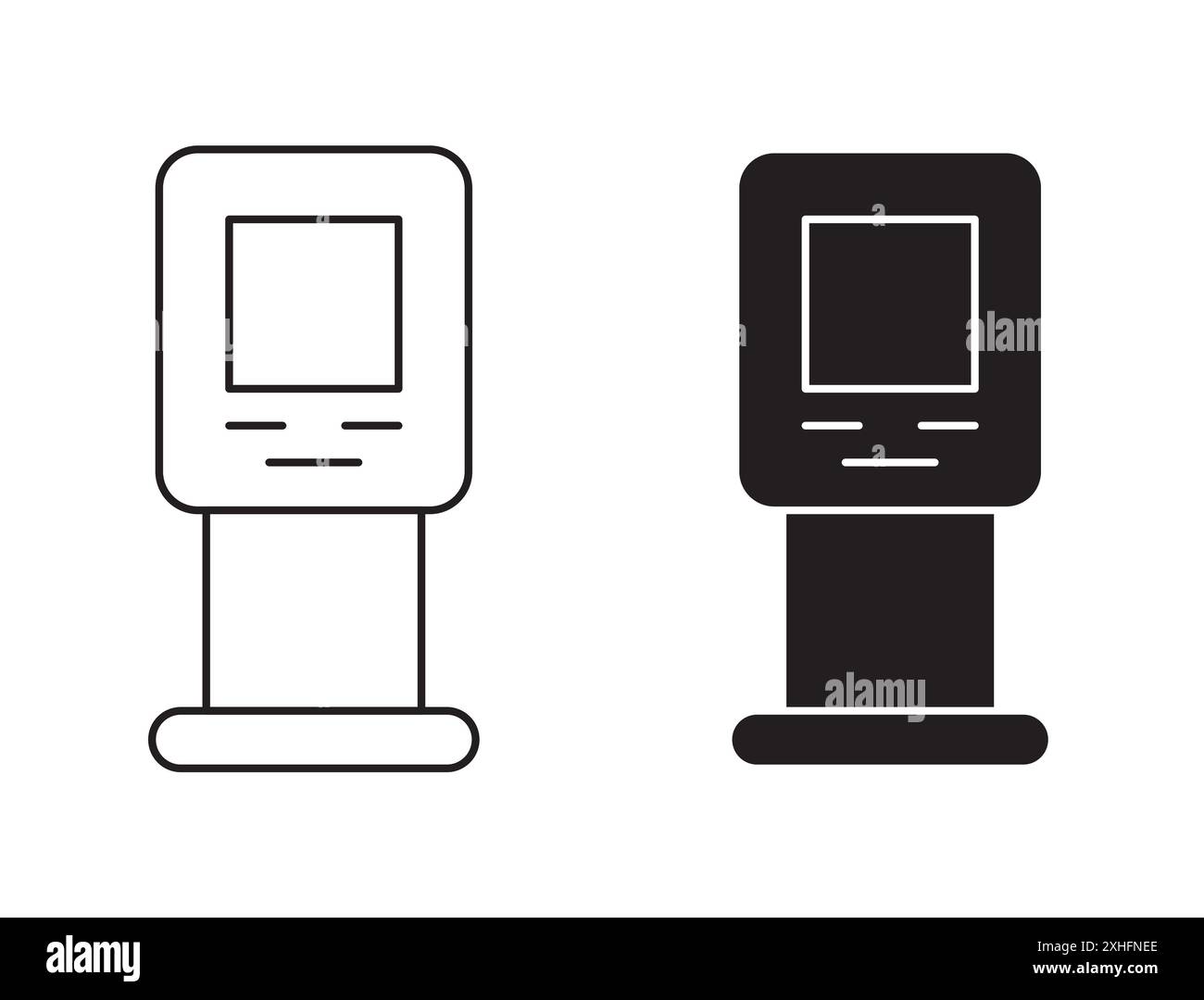 Kiosk-Symbol Schwarzer Linie Kunstvektor in Schwarz-weiß-Umriss Set Collection-Schild Stock Vektor