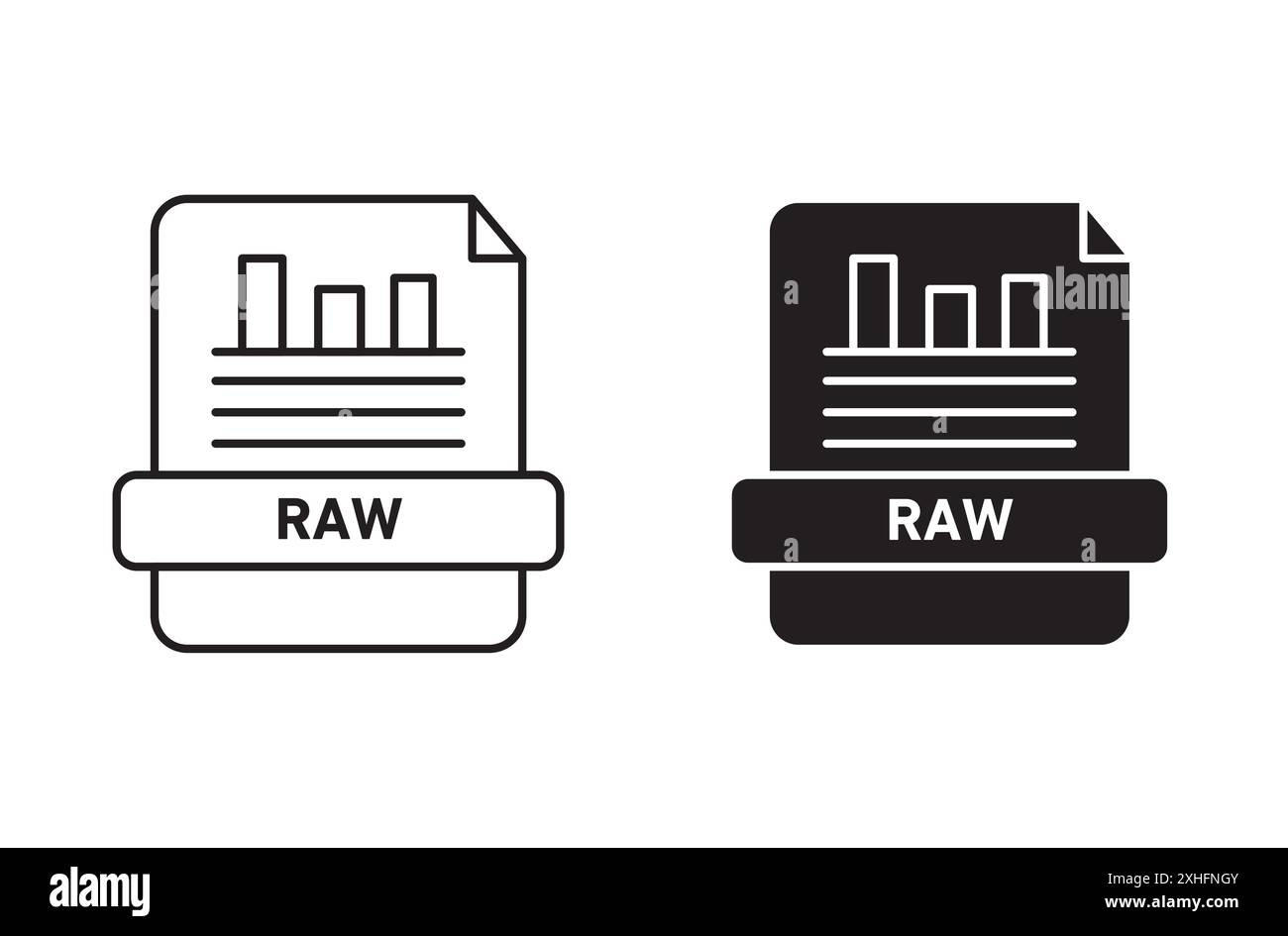 Symbol für Rohdaten Vektorsymbol oder Zeichensatzsammlung in Schwarzweiß-Umrandung Stock Vektor