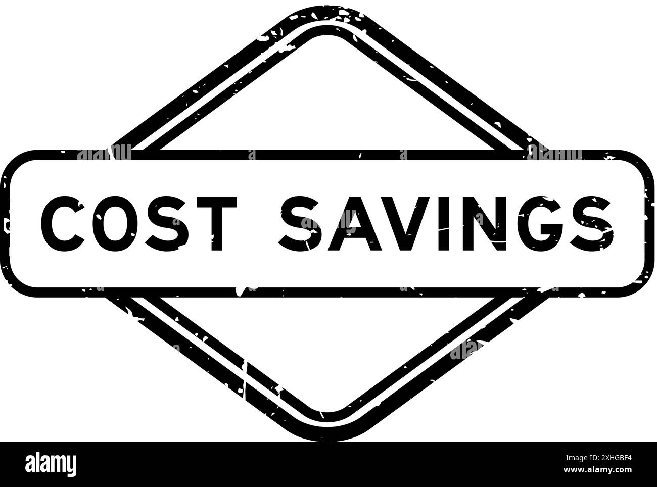 Schwarzer Stempel für Kosteneinsparungen mit Gummidichtung auf weißem Hintergrund Stock Vektor