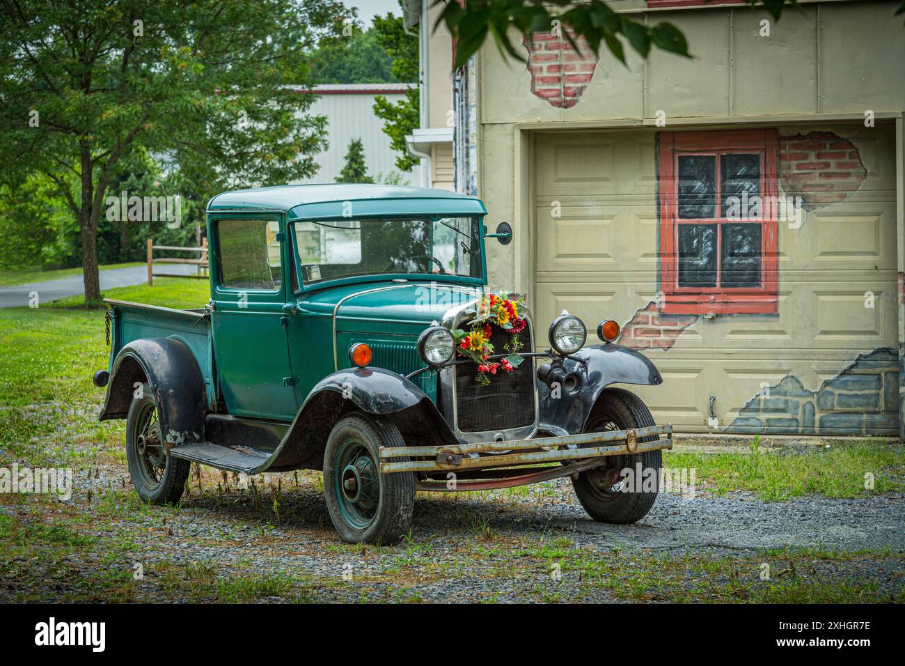 Ford Model A Roadster Truck im Vintage 1929 in ländlicher Umgebung, Tatamy. Pennsylvania, USA Stockfoto