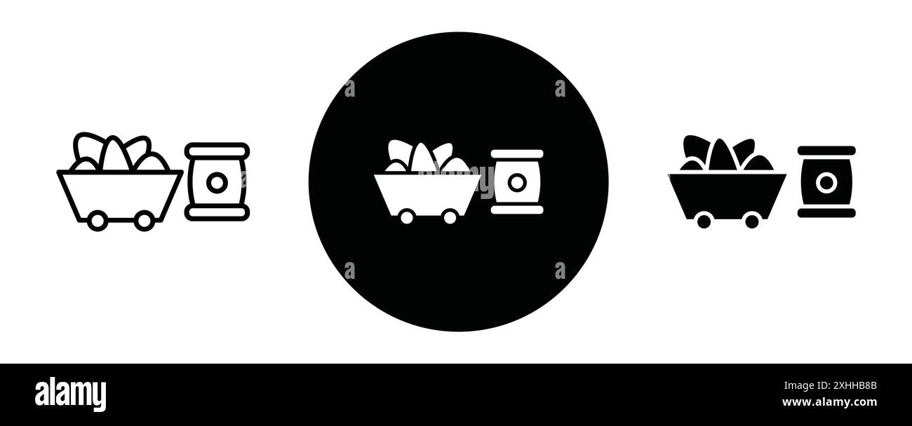 Rohmaterial-Symbol Schwarzer Linie Art Vektor in schwarz-weiß Umrisse Set Sammlung Zeichen Stock Vektor