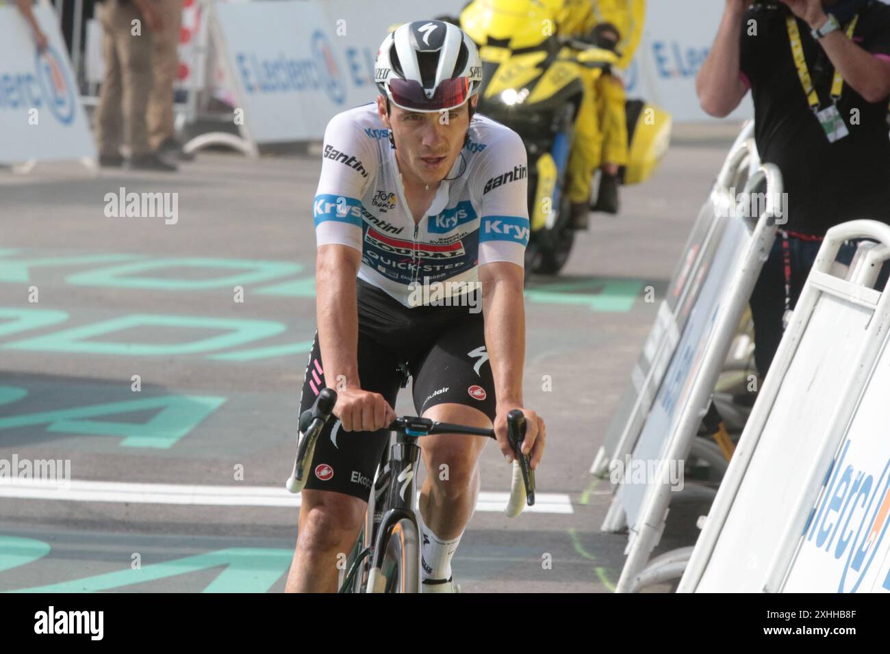 Remco Evenepoel Best Young Rider Tour de France 2024 Plateau de Beille Stockfoto