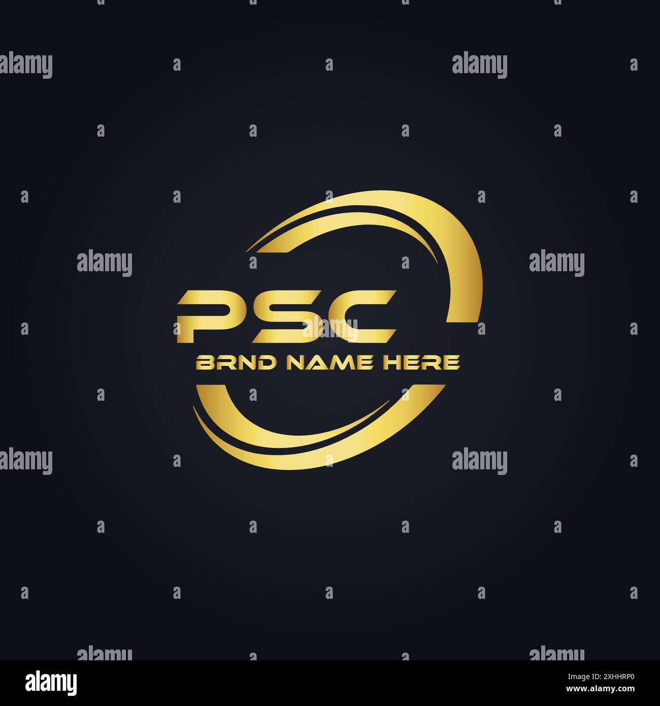 PSC-Logo. P S C-DESIGN. Weißer PSC-Buchstabe. PSC, P S C Letter Logodesign. Logodesign mit dem Buchstaben P S C in GOLD, GOLDENES LOGO, DREI, Stil. Letter-Logo-Set Stock Vektor