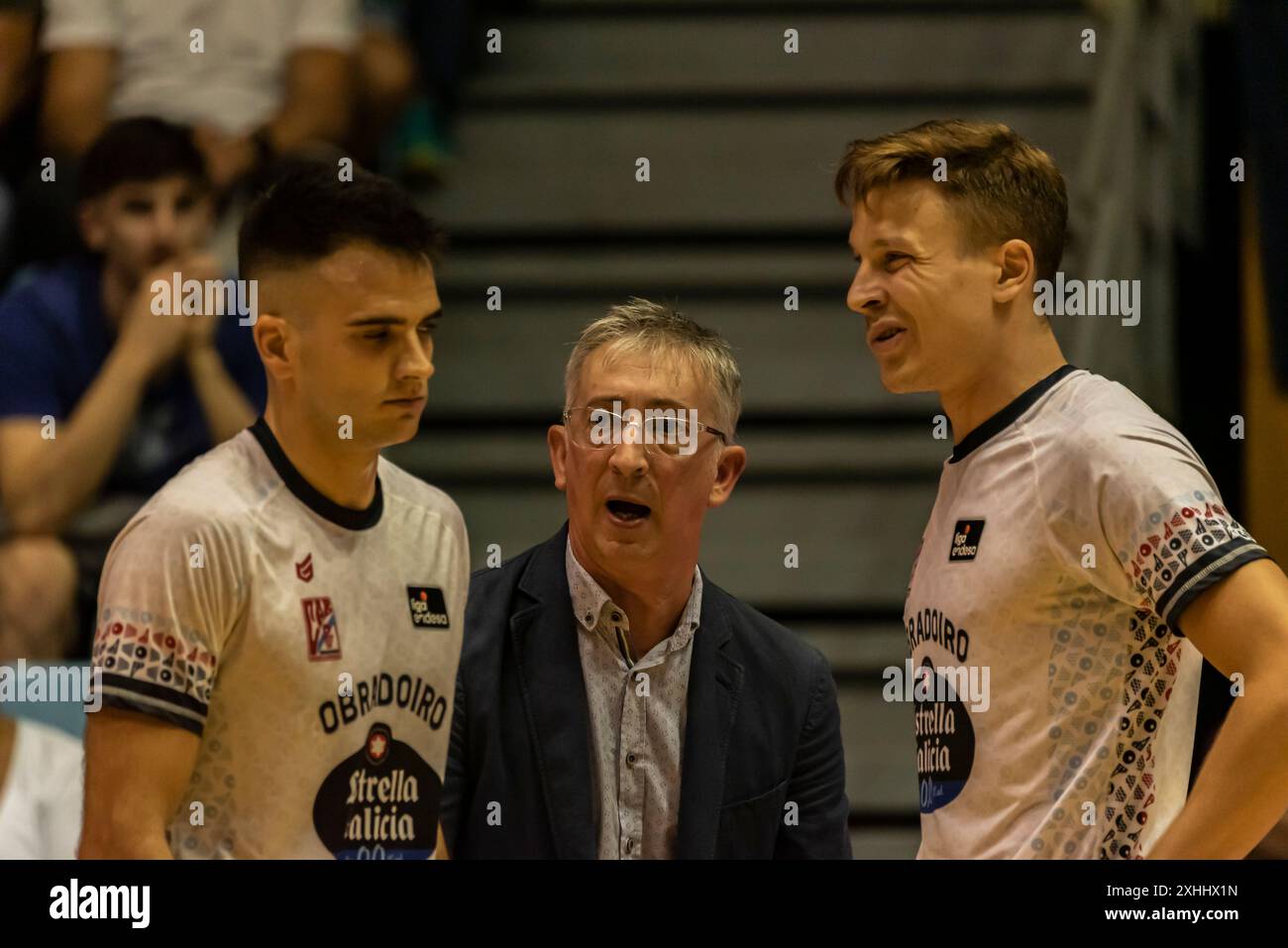 Santiago, Spanien. Oktober 2023. Ein Moment während der regulären Runde in der ACB Endesa League zwischen Monbus Obradoiro und Surne Bilbao. Xan Gasalla/Alamy News Stockfoto