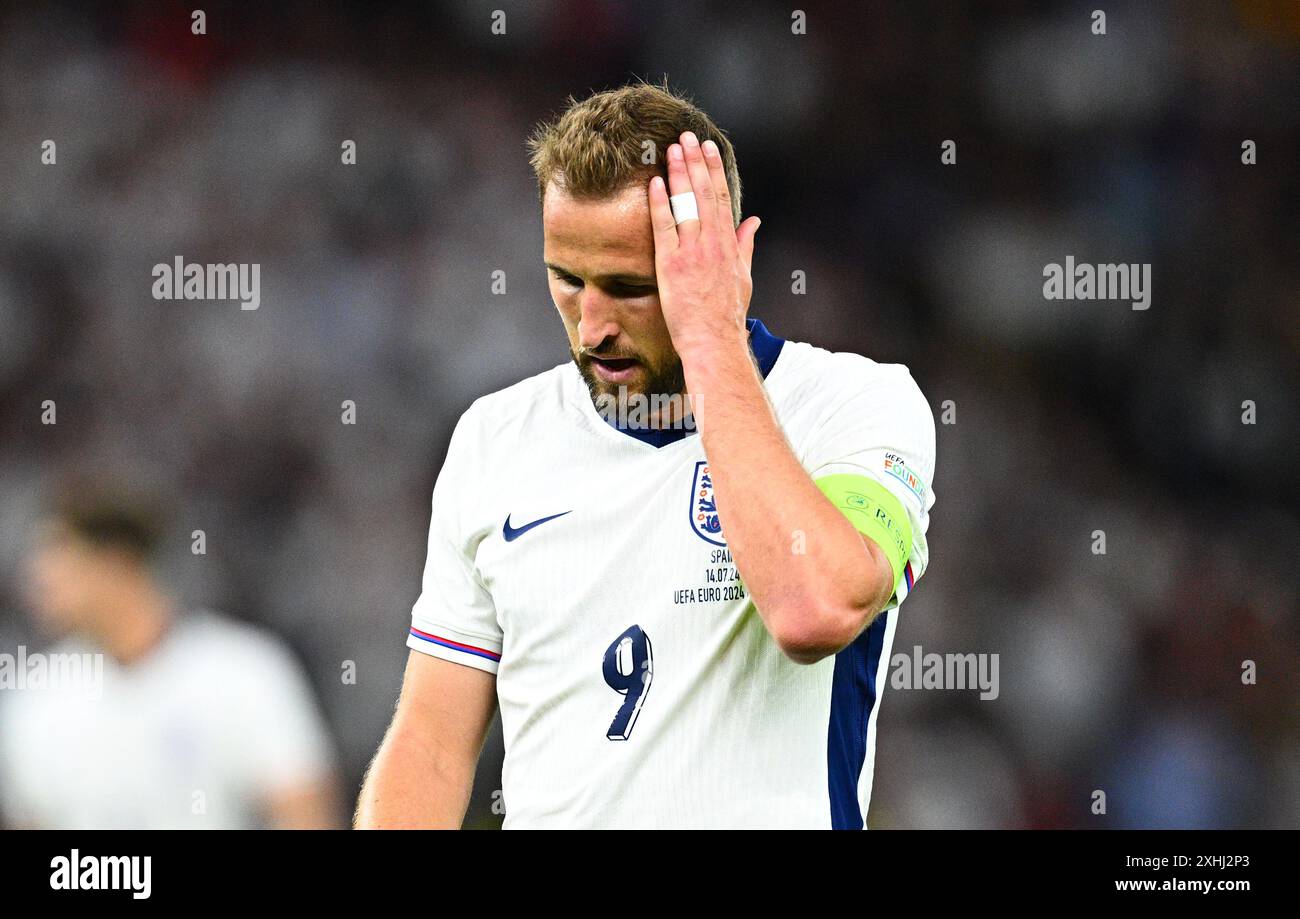 Berlin, Deutschland. Juli 2024. Fußball, UEFA Euro 2024, Europameisterschaft, Finale, Spanien - England, das Olympiastadion Berlin, der Engländer Harry Kane reagiert. Quelle: Tom Weller/dpa/Alamy Live News Stockfoto