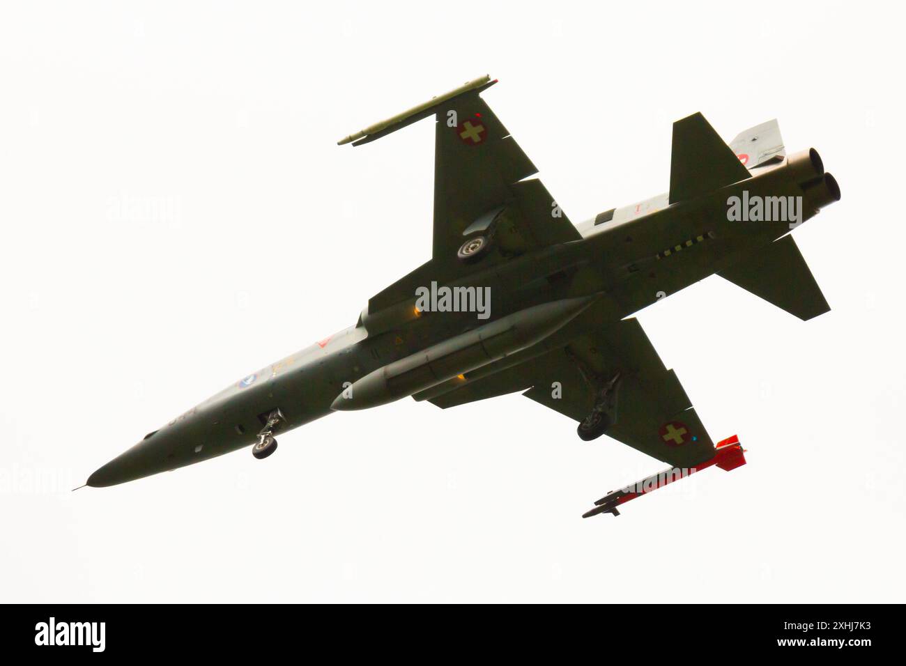 Schweiz, Flughafen Emmen - 17. Juli 2020: F-5E Tiger II die Schweizer Luftwaffe landet im Flughafen Emmen Stockfoto