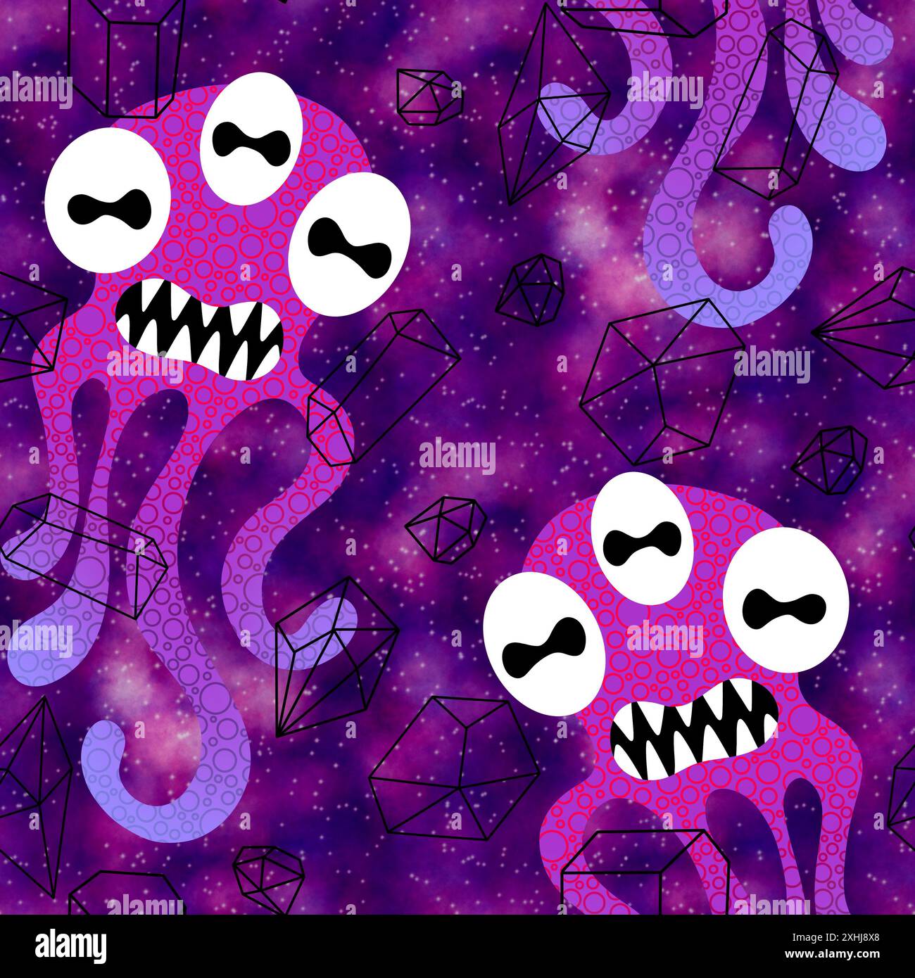 Comic Monster nahtlose Emoticons Aliens Muster für Kinder Kleidung Print Stockfoto