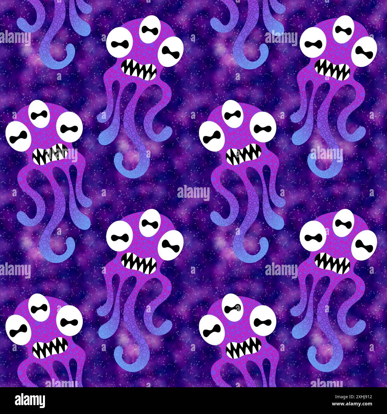 Comic Monster nahtlose Emoticons Aliens Muster für Kinder Kleidung Print Stockfoto
