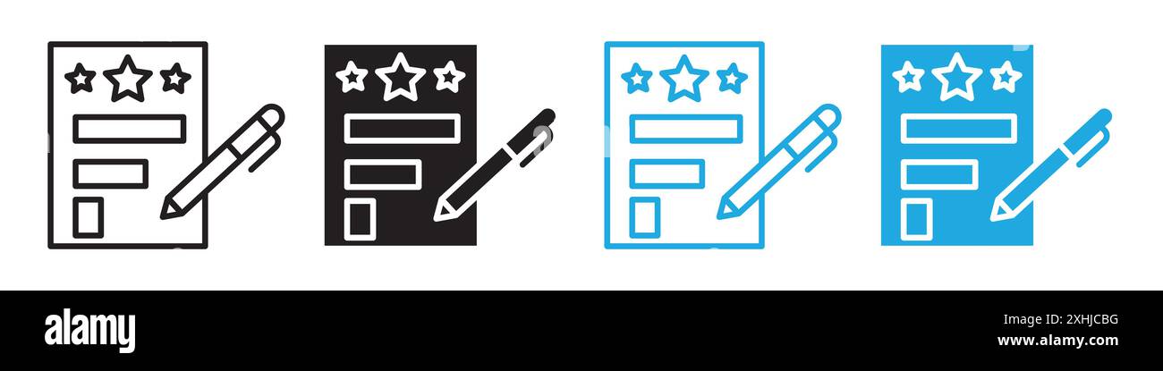 Feedback-Formular Symbol Schwarzer Linie Kunstvektor in Schwarz-weiß-Umrandung Set Collection-Schild Stock Vektor