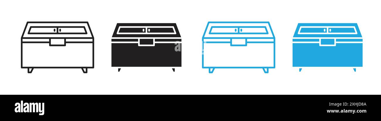 Horizontale Shop Kühlschrank Icon Black Line Art Vektor in schwarz-weiß Umrisse Set Collection Schild Stock Vektor