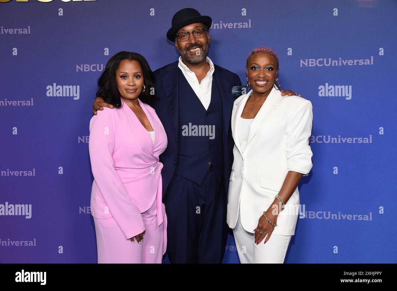 Pasadena, USA. Juli 2024. Maahra Hill, Jesse L. Martin und Travina Springer kommen am 14. Juli 2024 zur NBCUniversal Summer Press Tour im Langham Huntington Hotel 2024 in Pasadena, CA. © OConnor/AFF-USA.com Credit: AFF/Alamy Live News Stockfoto