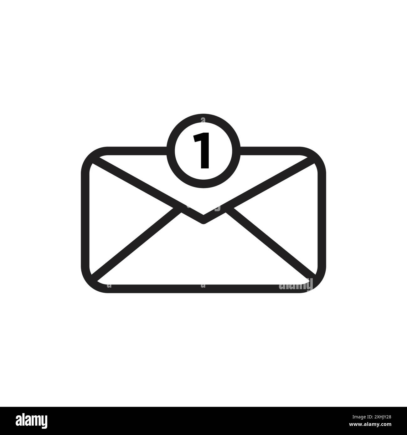 Inbox Symbol Schwarzer Linie Kunstvektor in schwarz-weiß Umrisse Set Collection Schild Stock Vektor