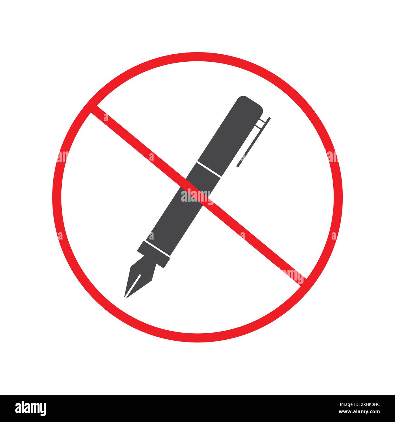 Kein Schreibzeichen Schwarzer Linie Kunstvektor in Schwarz-weiß-Umriss Set Sammlungsschild Stock Vektor