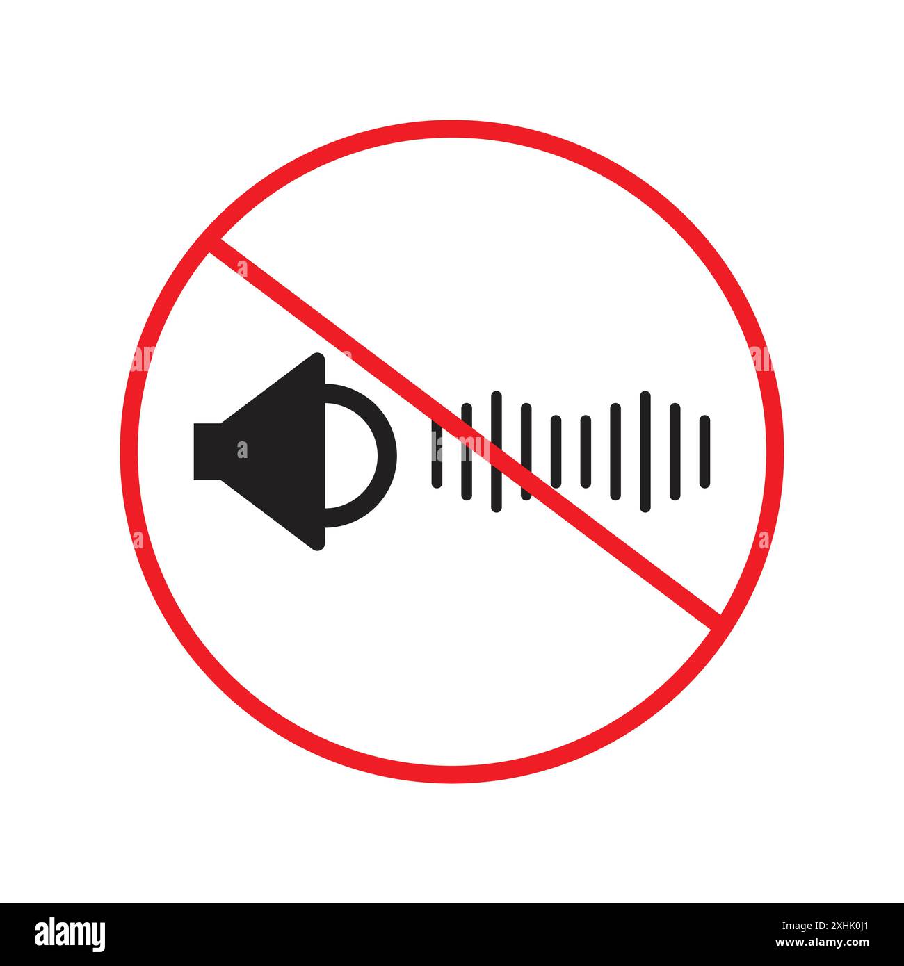 No Sound Schild Black Line Art Vektor in schwarz-weiß Umrandung Set Collection Schild Stock Vektor