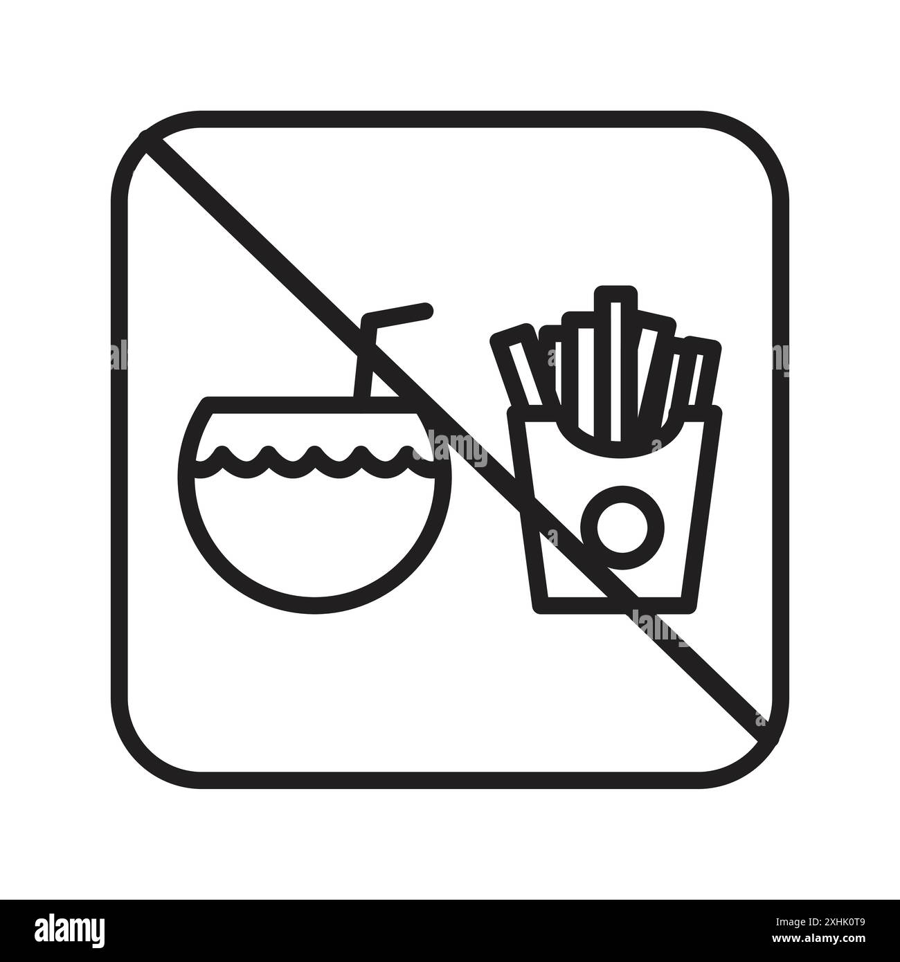 Picknicks sind verboten Schild Black Line Art Vektor in schwarz-weiß Umriss Set Sammlung Schild Stock Vektor