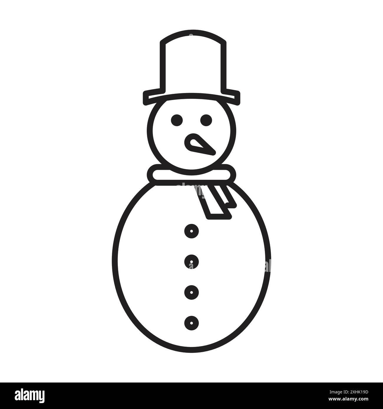 Schneemann-Icon Schwarzer Linie Kunstvektor in schwarz-weiß Umrisse Set Sammlung Zeichen Stock Vektor