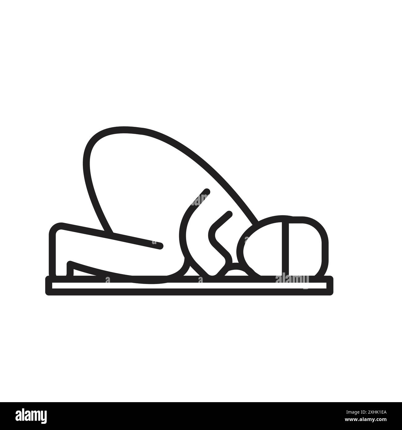 Sujud Icon Black Line Art Vektor in schwarz-weiß Umriss Set Collection Schild Stock Vektor