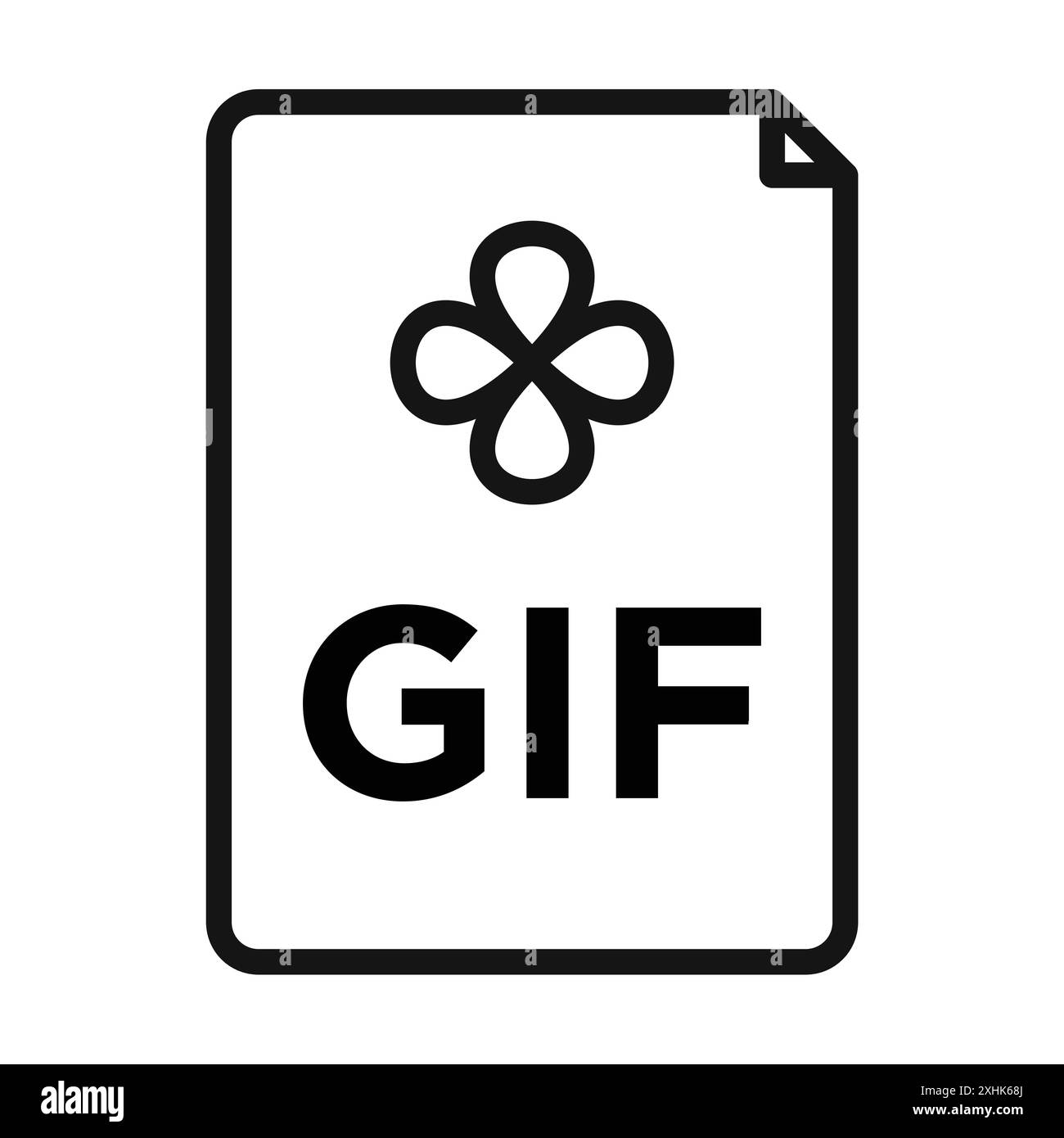 GIF-Symbol Schwarzer Linie Kunstvektor in Schwarz-weiß-Umriss Set Collection-Schild Stock Vektor
