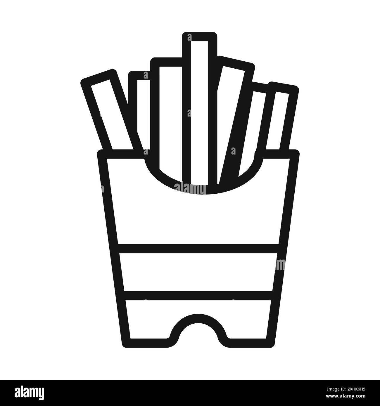 French-Frites Icon Black Line Art Vektor in schwarz-weiß Umrisse Set Collection Schild Stock Vektor