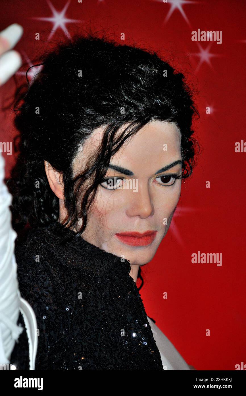 Wachsfiguren von Michael Jackson, Madame Tussauds Wachsmuseum, am Peak Tower auf Hong Kong Island Stockfoto