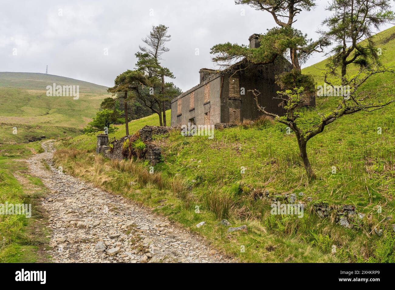 Ein verlassenes Haus in der Nähe der Great Snaefell Mine bei Agneash, Garff, Isle of man Stockfoto