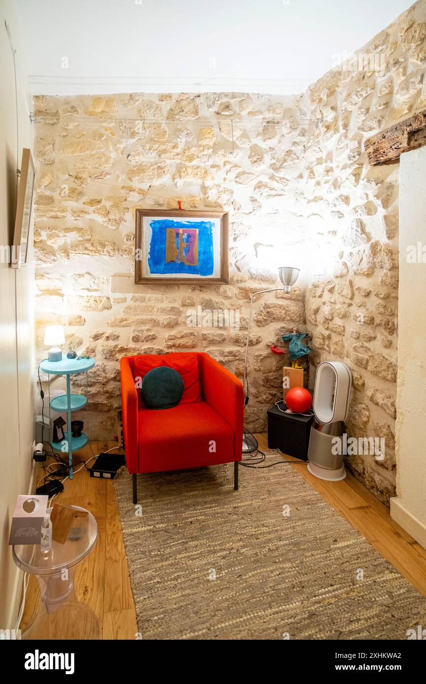 Frankreich, Paris, Überbleibsel der Einfriedung von Philippe Auguste, Psychotherapie-Büro Le Laboratoire, 34 Dauphine Street Stockfoto